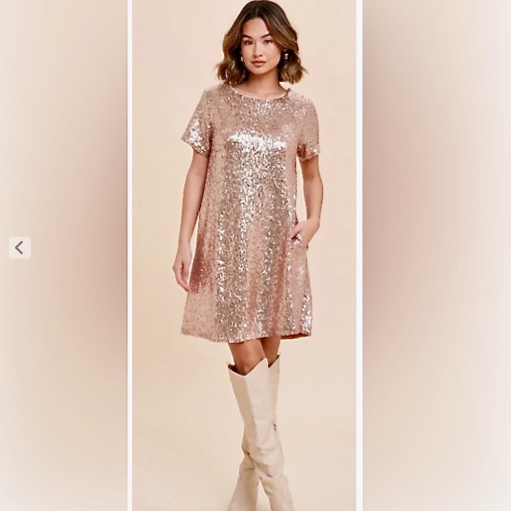 Sequin Mini Dress in Gold
